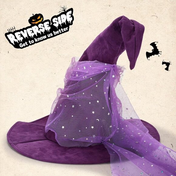 ?Women Purple Mesh Hat for Adult Costume Witch Hat Accessories main image 7